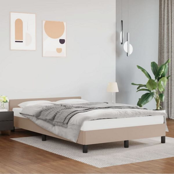 vidaXL Bettgestell mit Kopfteil ohne Matratze Cappuccino 140x190 cm, 347500
