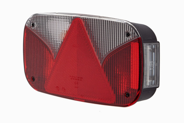 HELLA Heckleuchte, Glühlampe, 12V, Anbau/geschraubt, Lichtscheibenfarbe: weiß/rot, Stecker: Rundstecker, links, 2VB 998 232-131