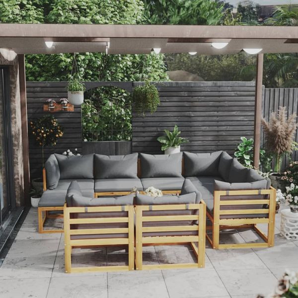 vidaXL 10-teilig Garten-Lounge-Set mit Auflagen Massivholz Akazie, 3057616