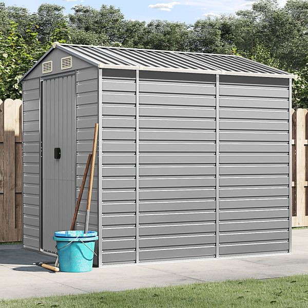 vidaXL Gerätehaus Hellgrau 191x215x198 cm Verzinkter Stahl, 3188243