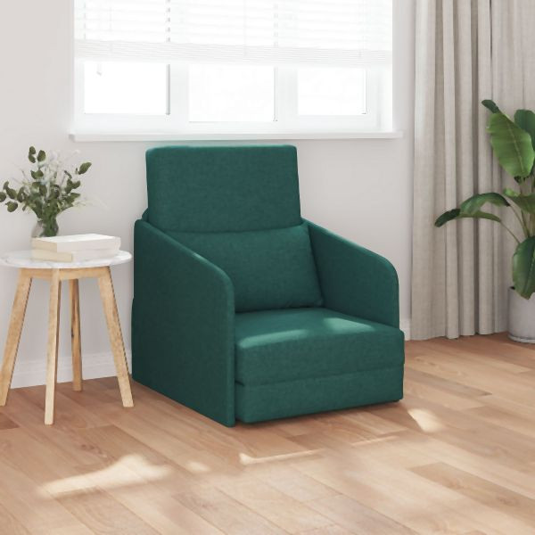 vidaXL Fußboden Schlafsofa 2-in-1 Dunkelgrün 65x80x83 cm Stoff, 4106641