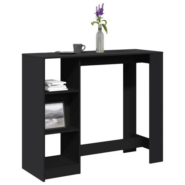 vidaXL Bartisch mit Regal Schwarz 124x46x103,5 cm Holzwerkstoff, 854392