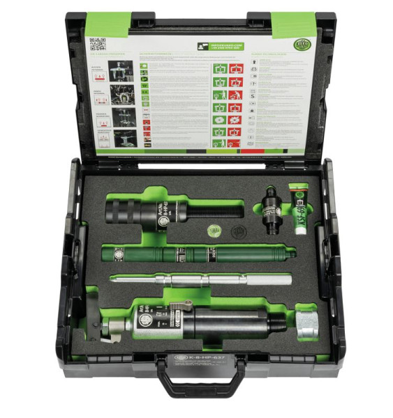 KUKKO Hydraulikspindel mit Handhebelbetätigung im Koffer, bis 15 t Zugkraft, Gewindemaß der Spindel G 1 1/8", K-8-HP-637