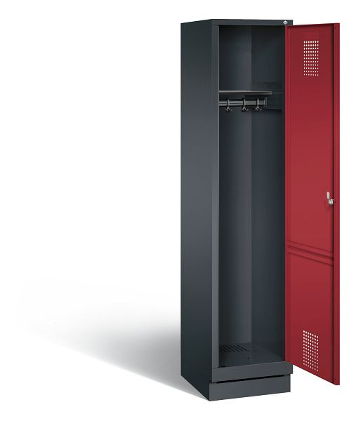C+P Garderobenschrank Evolo, H1800xB420xT500mm, Farbe: Schwarzgrau / Rubinrot, 48020-12 S10132
