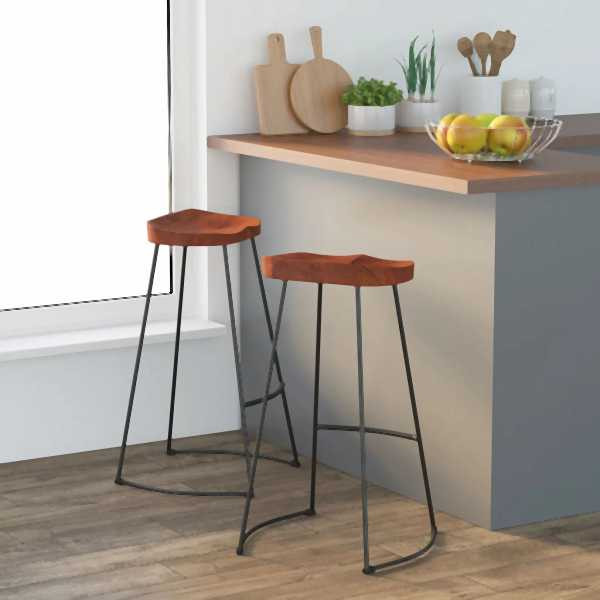 vidaXL Gavin Barhocker 2 Stück 50x40x78 cm Massivholz Mango, 344916