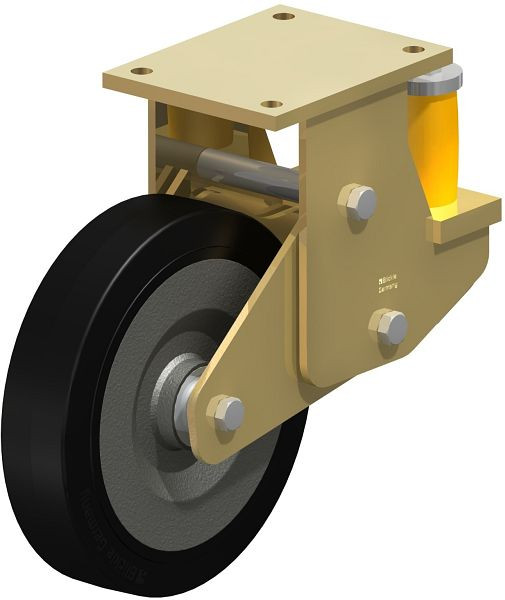 Blickle BSFE-SE 250K Stahlgeschweißte Schwerlast-Bockrolle mit Polyurethanfeder, Elastik-Vollgummi, Schwarz, 615526
