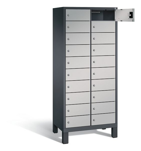 C+P Schließfachschrank Evolo, H1700xB810xT500mm, Farbe: Schwarzgrau / Weißaluminium, 48010-2210 S10034
