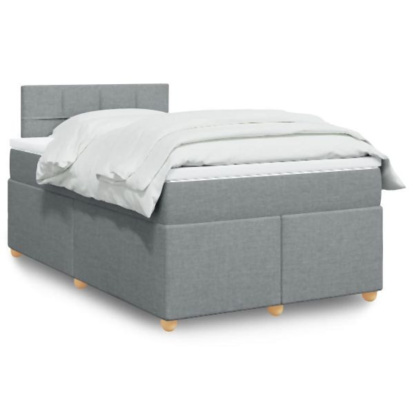 vidaXL Boxspringbett mit Matratze Hellgrau 120x200 cm Stoff, 3286647