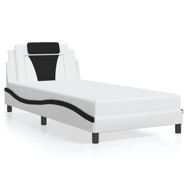 vidaXL Bettgestell mit Kopfteil Weiß und Schwarz 100x200 cm Kunstleder, 3208081