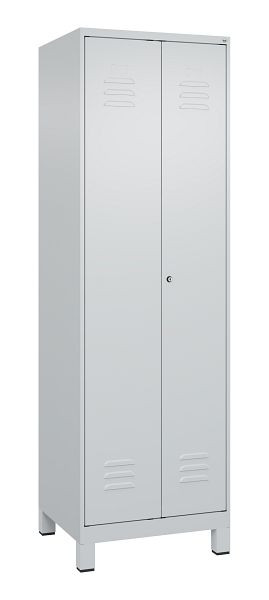 C+P Umkleidespind Classic PLUS SW, Füße, 2 Abteile, 1950x600x500mm, 7035/7035, Zylinderschloss, 080012-20 S10024