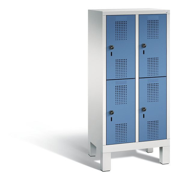 C+P Kindergarten-Spind Evolo, 4 Fächer, H1350xB610xT300 mm, Grau/Fernblau, 483103-20 S10049