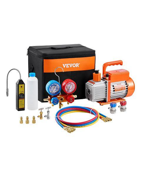 VEVOR 4,5CFM HVAC 1-stufige Vakuumpumpe und Manometer-Kit Vacuum Pump Kit, 150W, ZKBZKBTZDJ1357W13V2
