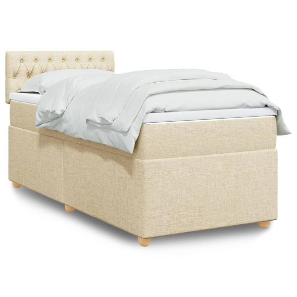 vidaXL Boxspringbett mit Matratze Creme 90x190 cm Stoff, 3286547