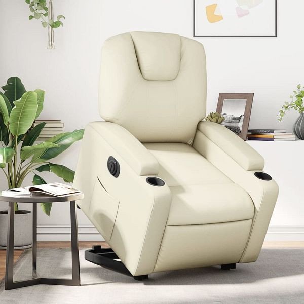 vidaXL Relaxsessel mit Aufstehhilfe Elektrisch Creme Kunstleder, 3204445