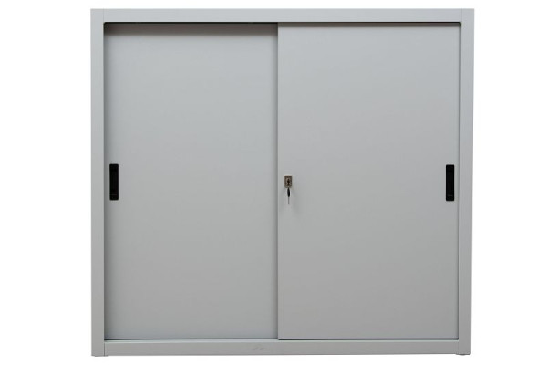 Gürkan Schiebetürenschrank, 45 x 120 x 109 cm, Lichtgrau, Fachboden Stück 2, SLC.1012, 100277