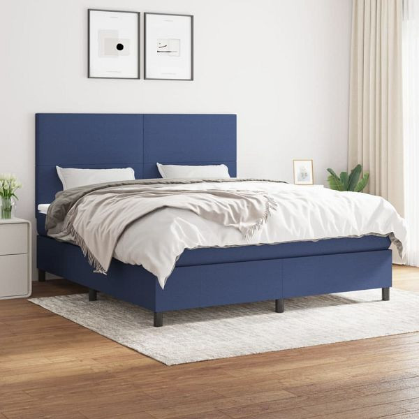 vidaXL Boxspringbett mit Matratze Blau 180x200 cm Stoff, 3141639