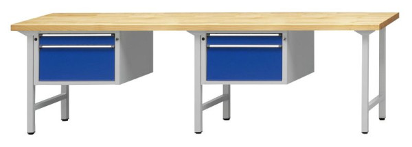 ANKE Werkbänke Kombiwerkbank, Modell 631 V, 2800 x 700 x 840 mm, RAL 7035/5010, ZBP 40 mm, 411.244