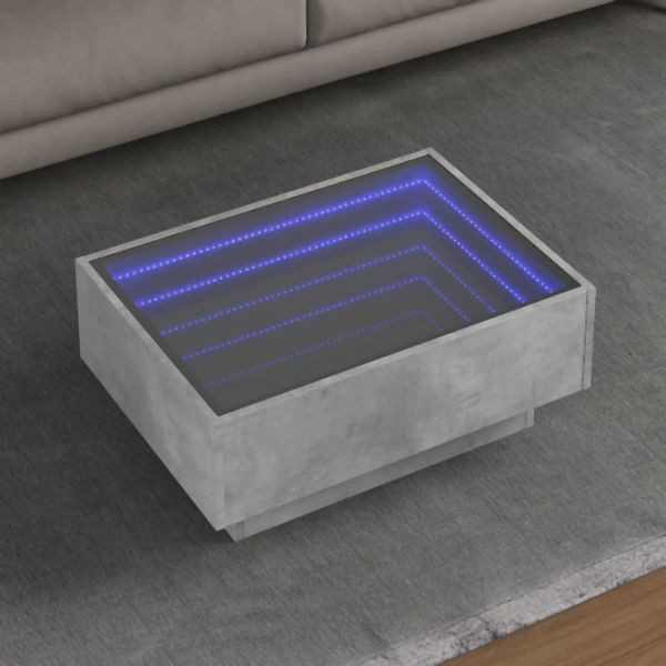 vidaXL LED-Couchtisch Betongrau 70x50x30 cm Holzwerkstoff, 847514