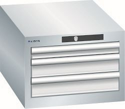 LISTA Schubladenschrank 18x27E (BxTxH) 411x572x283mm KEY Lock, Lichtgrau, 3 Schubladen, Fronthöhen: 50 - 75 mm, 78.404.020