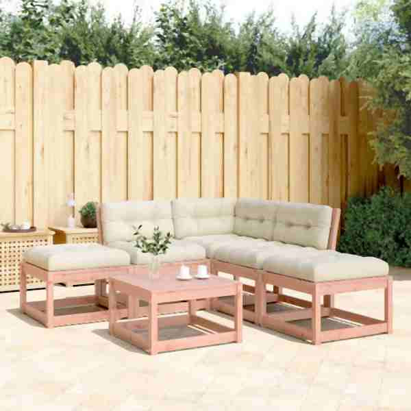 vidaXL 5-tlg. Garten-Sofagarnitur mit Kissen Massivholz Douglasie, 3216963