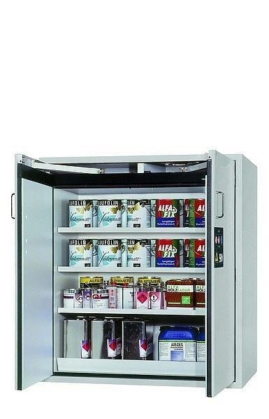 asecos Sicherheitsschrank S-CLASSIC-90, S90.129.120 in lichtgrau RAL 7035 mit 3x Fachboden (Stahlblech), 30121-001-30156