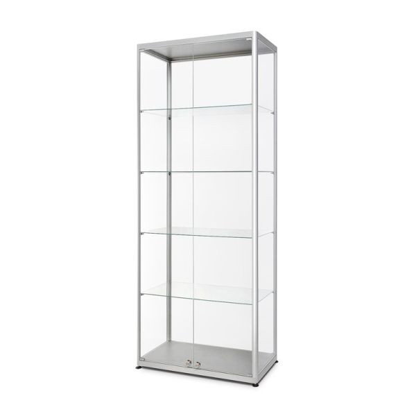 Showdown Displays Glasvitrine 800x2000x400 silber, vorne verriegelbar, VR2-24-800F