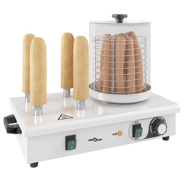 vidaXL Hot Dog Wärmer mit 4 Stäben Edelstahl 550 W, 50769