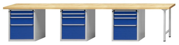ANKE Werkbänke Kombiwerkbank, Modell 927 V, 4050 x 700 x 890 mm, RAL 7035/5010, BMP 40 mm, 411.817