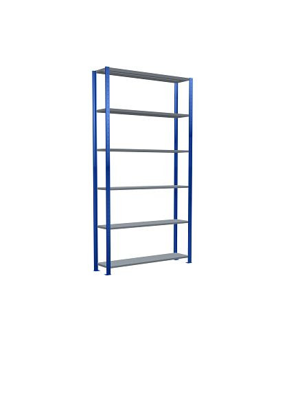 Schulte Grundregal, Steckregal MULTIplus250, 2500 x 1300 x 300 mm, 6 Fachböden, Kreuzstrebe, RAL 5010 enzianblau/verzinkt, 12931-130-B