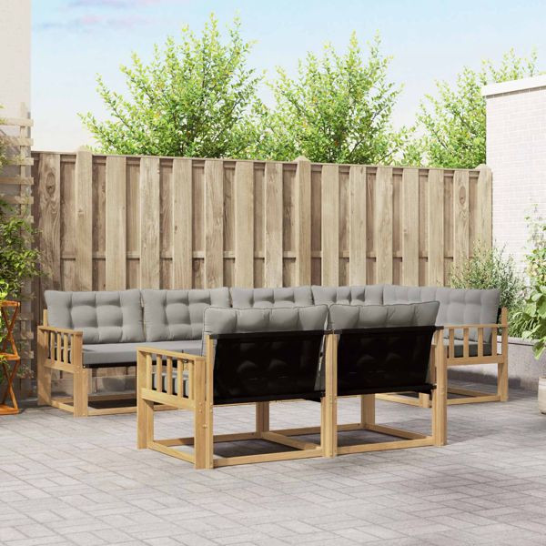 vidaXL Outdoor-Sofagarnitur mit Kissen 7-teilig Weiß und Hellgrau, 3388777