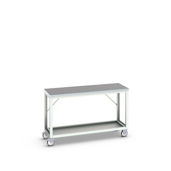 bott verso mobile Werkbank (Linoleum-Platte) mit Querstrebenset und Ablageboden, BxTxH: 1500 x 600 x 930 mm, 16922105.16