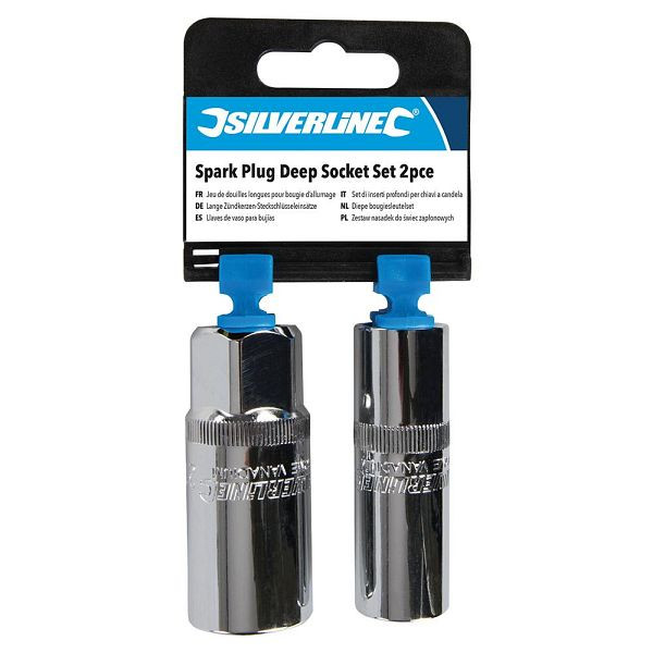 Silverline Lange Zündkerzen-Steckschlüsseleinsätze, 2-tlg. Satz, 1/2-Zoll-Antrieb, 793760