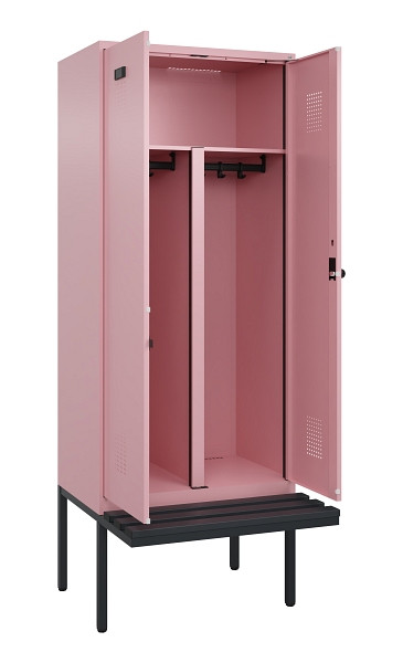 C+P PSA Doppel-Spind Evolo PLUS, Bank, 2 Abteile, 2120x800x815mm, 3015/3015, Drehriegel, Material Sitzfläche Kunststoff, 0490427-22P S10078