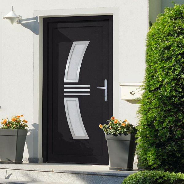 vidaXL Haustür Anthrazit 108x200 cm PVC, Sandwich-Füllung, 3187939