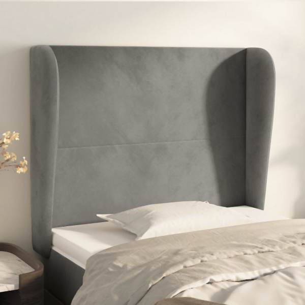 vidaXL Kopfteil mit Ohren Hellgrau 93x23x118/128 cm Samt, 3117712