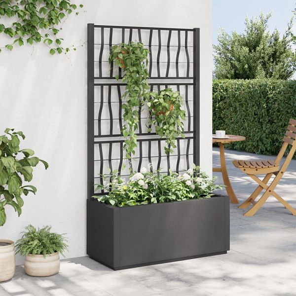 vidaXL Pflanzkübel mit Rankgitter Dunkelgrau 80x36x140 cm PP, 368780