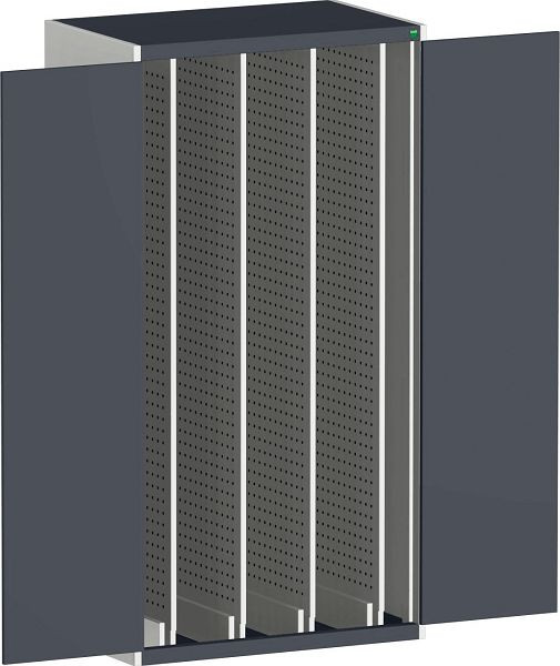 bott cubio Vertikalauszugsschrank bestückt mit 4 perfo-Auszüge BxTxH: 1300 x 650 x 2000 mm, RAL 7035/7016, 40301023.19V