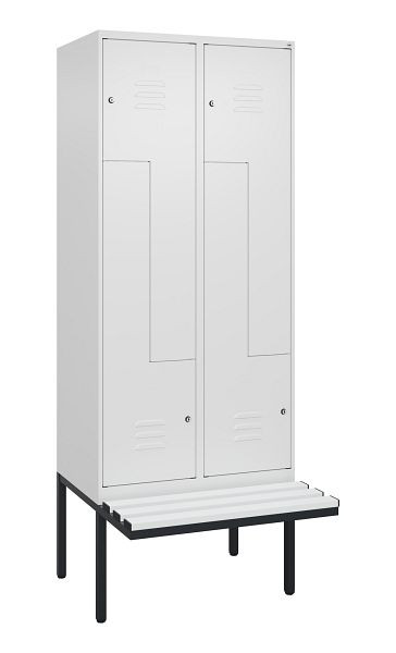 C+P Z-Spind Classic PLUS, Bank, 4 Abteile, 2120x800x815mm, 9016/9016, Zylinderschlösser, 0800437-224 S10059