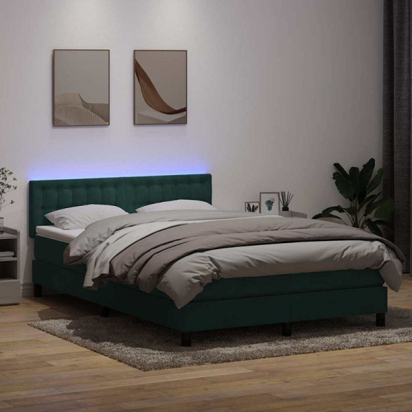 vidaXL Boxspringbett mit Matratze Dunkelgrün 160x220 cm Samt, 3317322