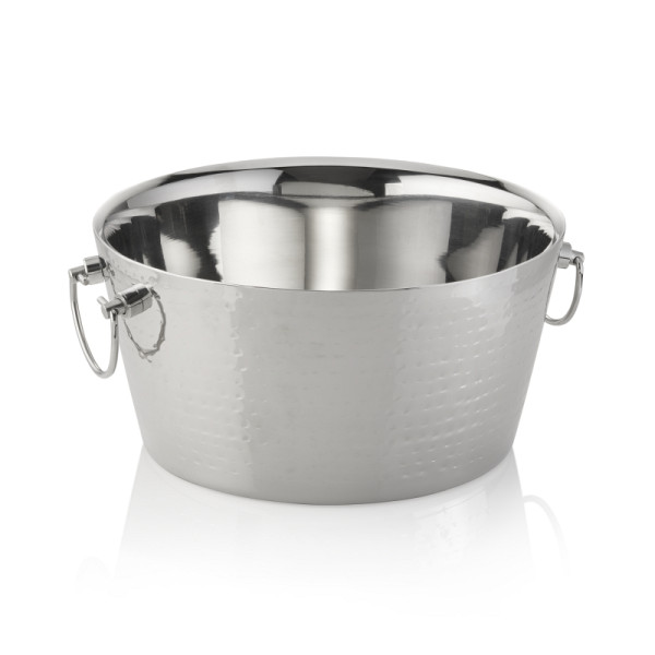 WAS Champagnerkühler, Ø 34 cm, Höhe 17 cm, 9 L, doppelwandig, gehämmerte Oberfläche, Chromnickelstahl, 1521034