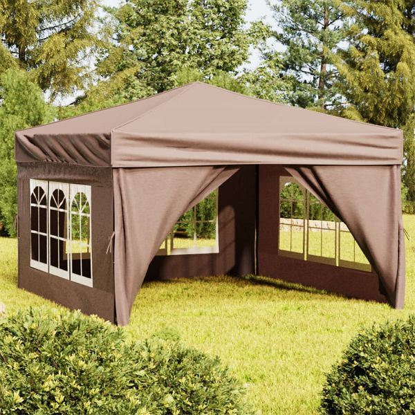 vidaXL Partyzelt Faltbar mit Seitenwänden Taupe 3x3 m, 93526
