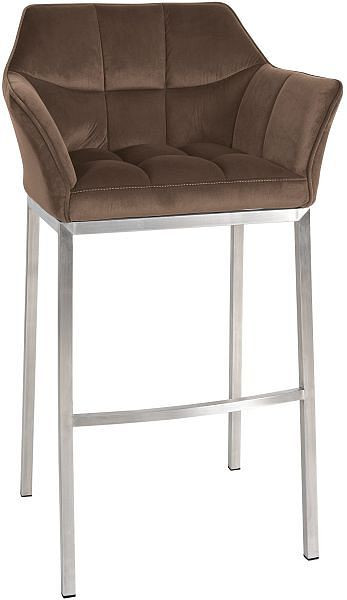 CLP Barhocker Damaso E Samt mit 4-Fuß Gestell, braun, 321953