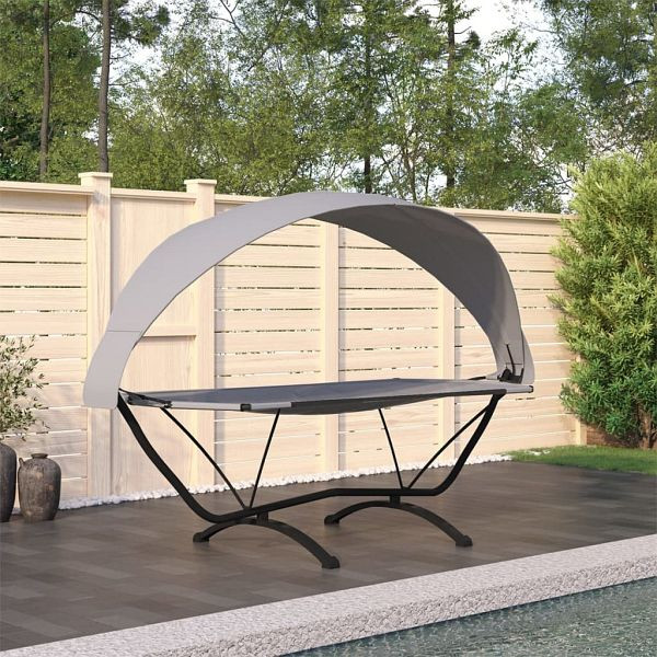vidaXL Outdoor-Loungebett mit Dach Grau Stahl und Oxford-Stoff, 317600