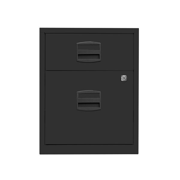 Bisley Home Rollcontainer PFA, 1 Universalschublade, 1 HR-Schublade, 133 schwarz antibakteriell, PFAM1S1F133