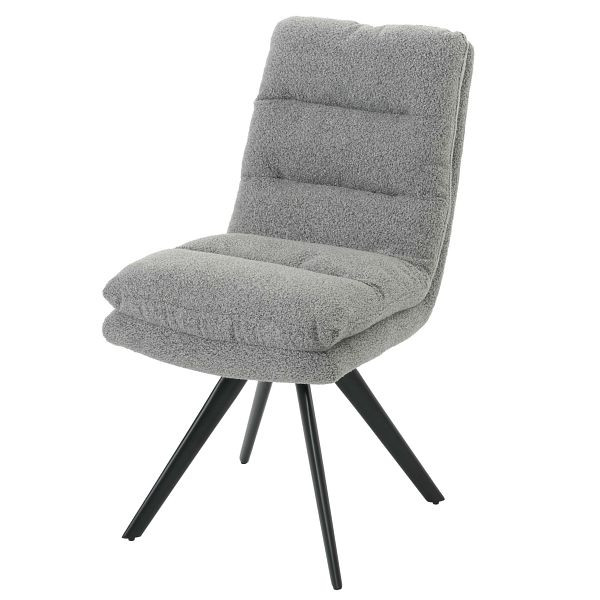 Mendler Esszimmerstuhl HWC-G66, Küchenstuhl Stuhl, drehbar Auto-Position Stoff/Textil Bouclé MVG, hellgrau, 108482