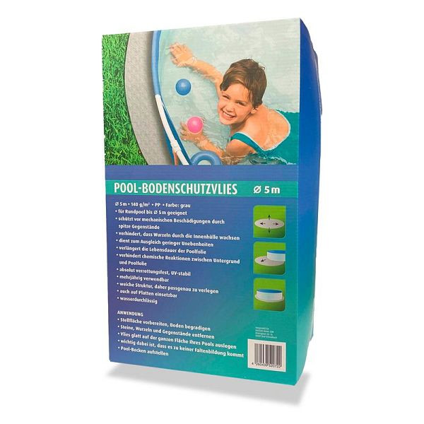 NOOR Poolvlies rund PP-Vlies 140 g/m² grau, Größe 5,0m, 011POOLVLIES-50