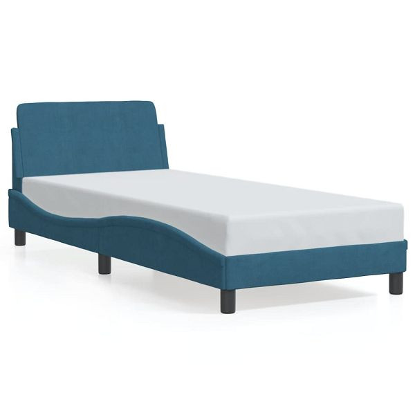 vidaXL Bettgestell mit Kopfteil Blau 90x190 cm Samt, 373096