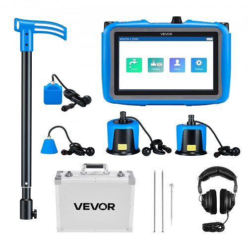 VEVOR Rohr-Wasserleckdetektor mit 4 Sensoren, 1 Hz–10000 Hz, 7-Zoll-Touchscreen, 3 Abhörstäben, Kopfhörer, 8-GB-Karte, Tasche, GDLSJCDWQGDLZMHFZ001V9