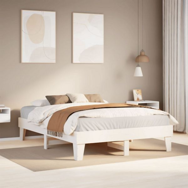 vidaXL Massivholzbett ohne Matratze Weiß 140x190 cm Kiefernholz, 855368
