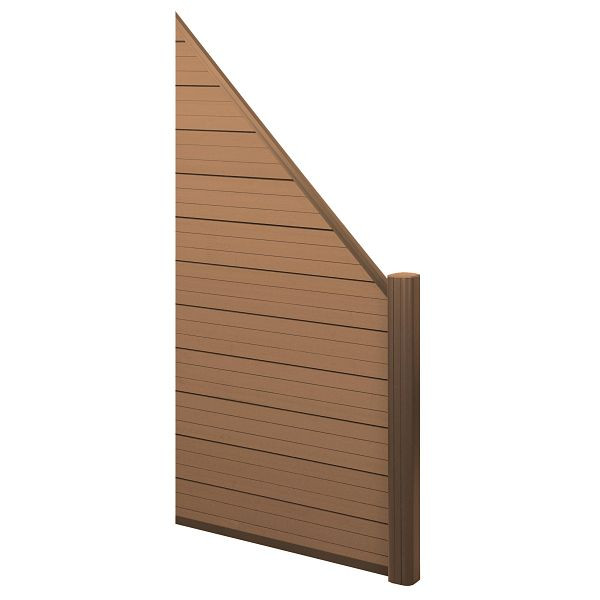 Mendler WPC-Sichtschutz Sarthe, Windschutz Zaun, Alu-Pfosten, Erweiterungselement schräg rechts, 0,95m teak, 77562